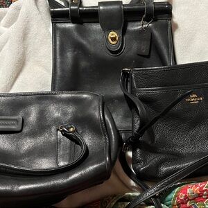 Coach Black Leather Handbag Collection of 3